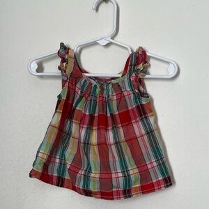 Baby Gap Colorful Plaid Baby Girl Blouse 6-12 Months Summer Fall shirt top
